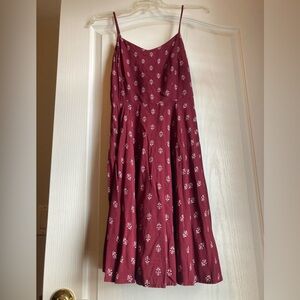 Old Navy Burgundy Floral Spaghetti Strap Dress